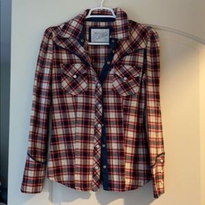 Plaid button down top